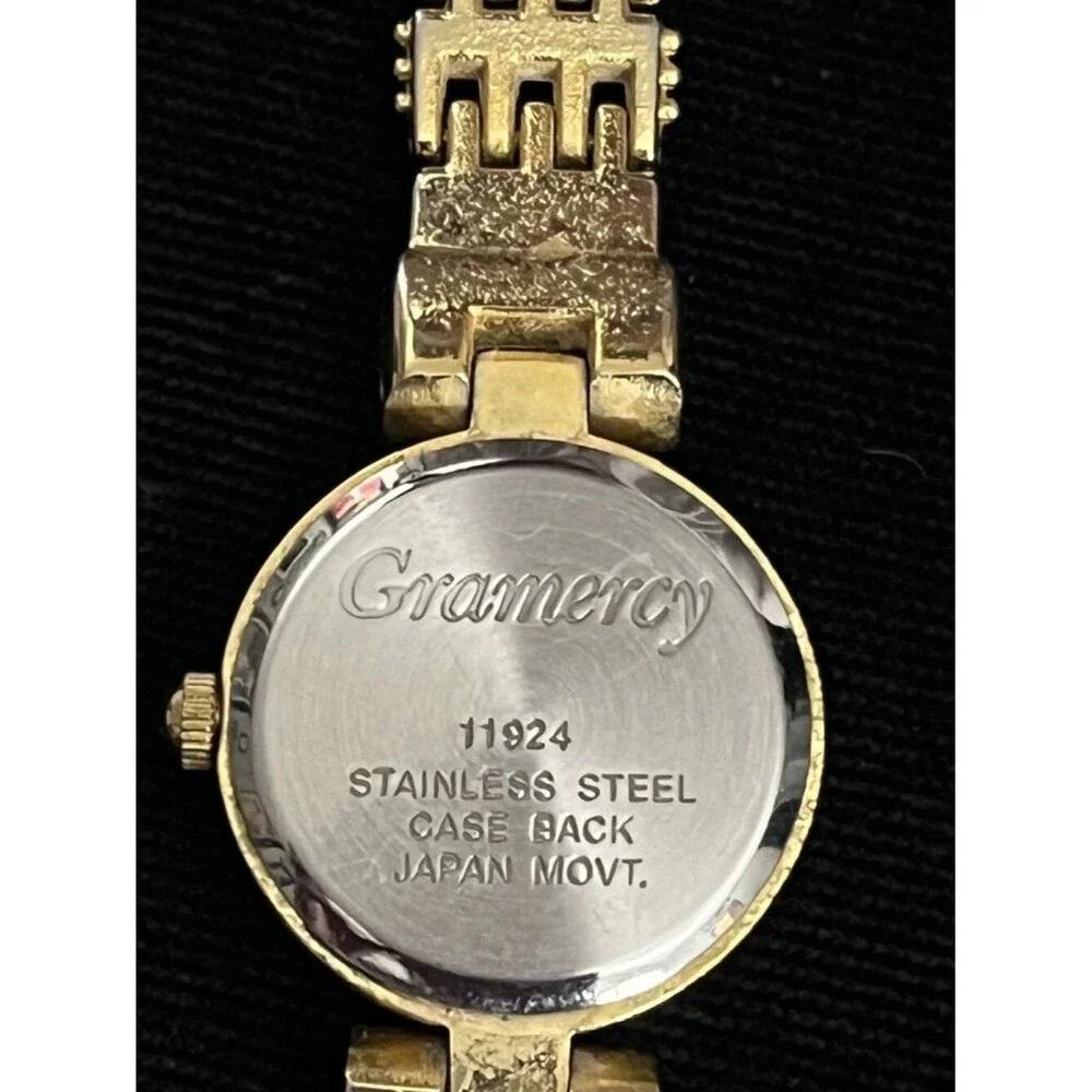 Gramercy Gold Link Bracelet Watch New Battery Japan Movt 90s